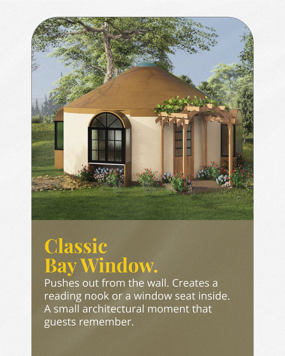 theoutfactory's tweet photo. Four window styles, four completely different experiences. 
Standard uPVC, Classic Bay, French Balcony, Serene Bay. 

Here is what each one does.

#yurtwindow #yurtdesign #customyurt #theoutfactory #biophilicdesign https://t.co/hcVZkjwEcD