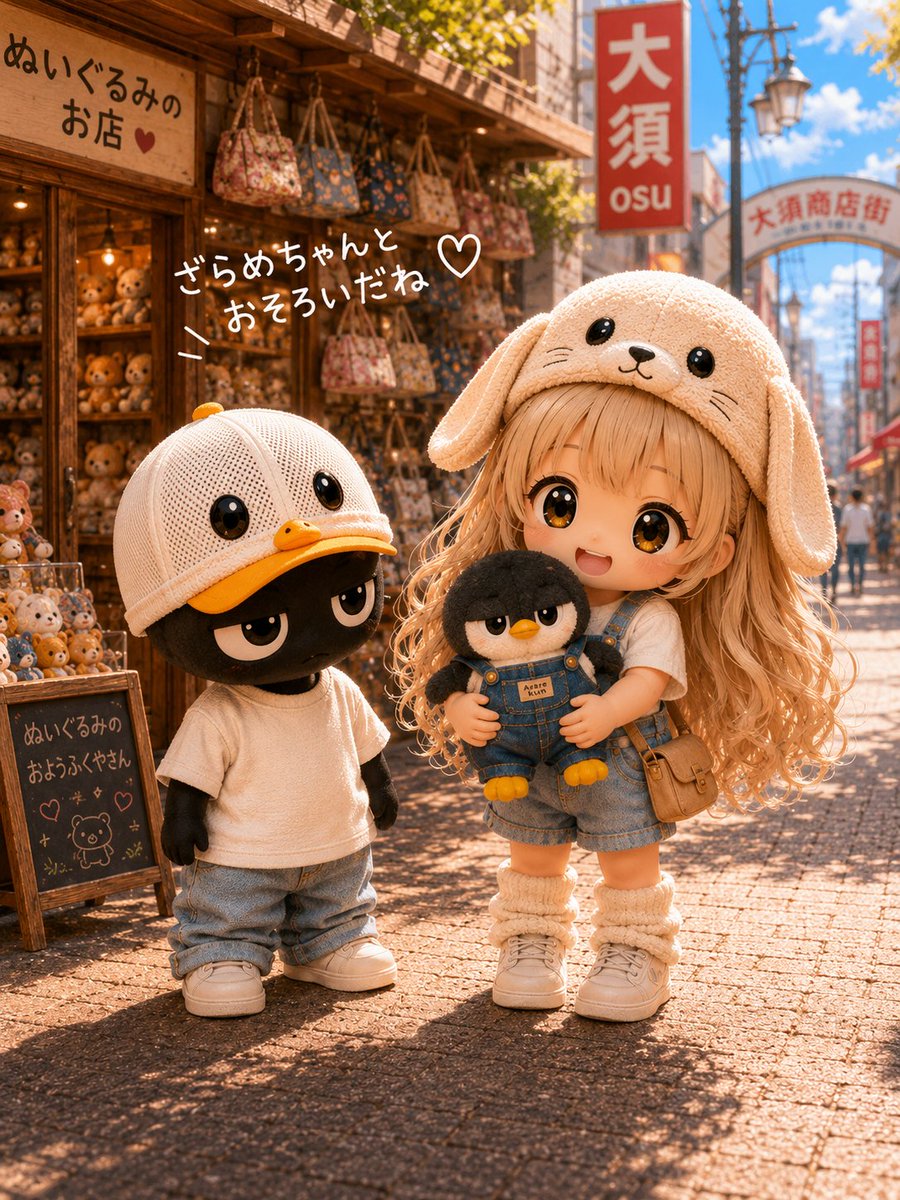 cW21kEL7Ze87277's tweet photo. 【こまるくん、ぬい活】

ざらめちゃんと おそろい みたいになったね🐧👕🦭

#こまるくん #オリジナルキャラクター #大須商店街 #フォロバ100 #ブルバ100 #AIイラスト #ぬい活 https://t.co/b1H38kwQBl