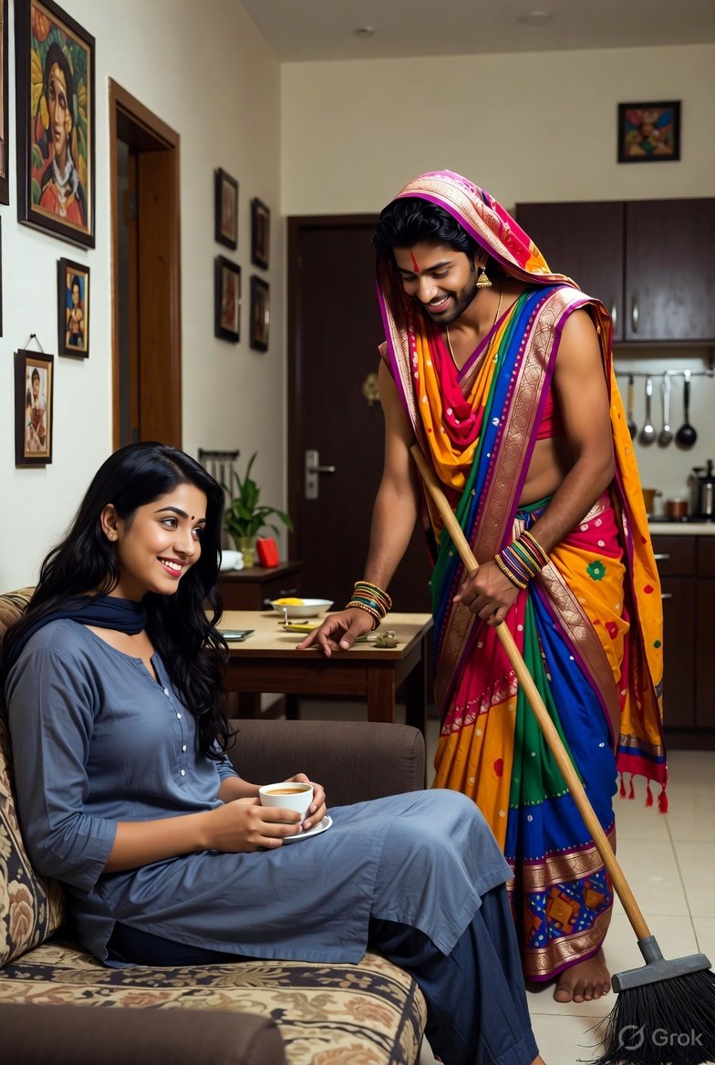 MKusukulaa's tweet photo. Priya smiled with satisfaction. She sat on the sofa like a queen and snapped her fingers. Arjun immediately knelt, removed her sandals, and began massaging her feet with oiled hands. https://t.co/rmimcralj9