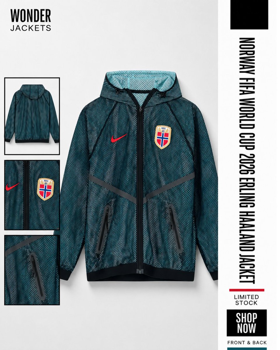 wonderjackets's tweet photo. 🇳🇴⚽ Back Norway in style with the Norway FIFA World Cup 2026 Erling Haaland Jacket. Inspired by football excellence and made for fans who wear their passion every day.

#ErlingHaaland #Norway2026 #WorldCup2026 #FootballFashion #wonderJackets https://t.co/A5Nlw2rhrj