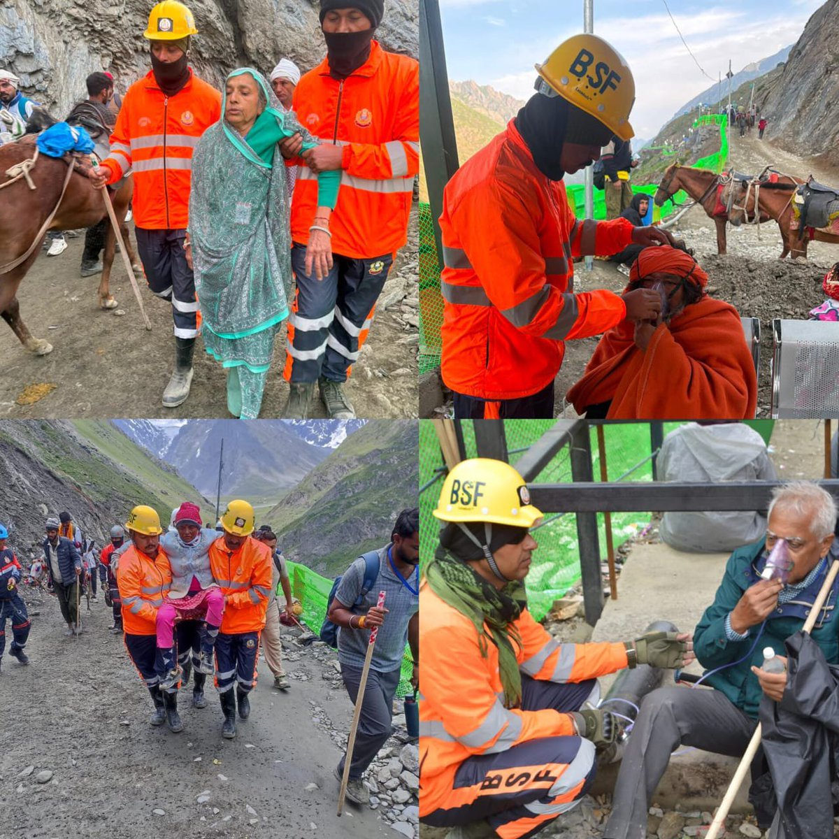 BSF_Kashmir's tweet photo. Trained, equipped &amp; vigilant—ensuring every pilgrim's journey is safer. 
At every critical stretch of #AmarnathYatra2026, the #BSF Mountain Rescue Team maintains constant operational readiness to respond to medical emergencies, rescue missions, and route contingencies. https://t.co/Fu87RRzccH