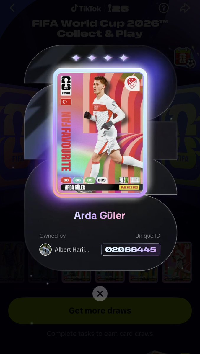 albertharijanto's tweet photo. Kartu panini digital FIFA World Cup 2026 edisi pemain tengah yang mengatur ritme tim dan menentukan arah permainan : Vitinha, Mc Tominay, Ganit Xhaka, Arda Guler ⚽️ #fifa #worldcup #guler #xhaka #mctominay #vitinha #pialadunia #football #panini https://t.co/JE1m0hej4d