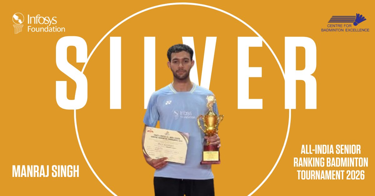 Infy_Foundation's tweet photo. A strong showing at the All-India Senior Ranking Badminton Tournament 2026 saw athletes from the Infosys Foundation–CBE Champions Nurturing Program win 1 Gold, 1 Silver, and 2 Bronze medals. Congratulations to the athletes on this achievement!
#InfosysFoundation #Badminton https://t.co/qWwclzfqxp