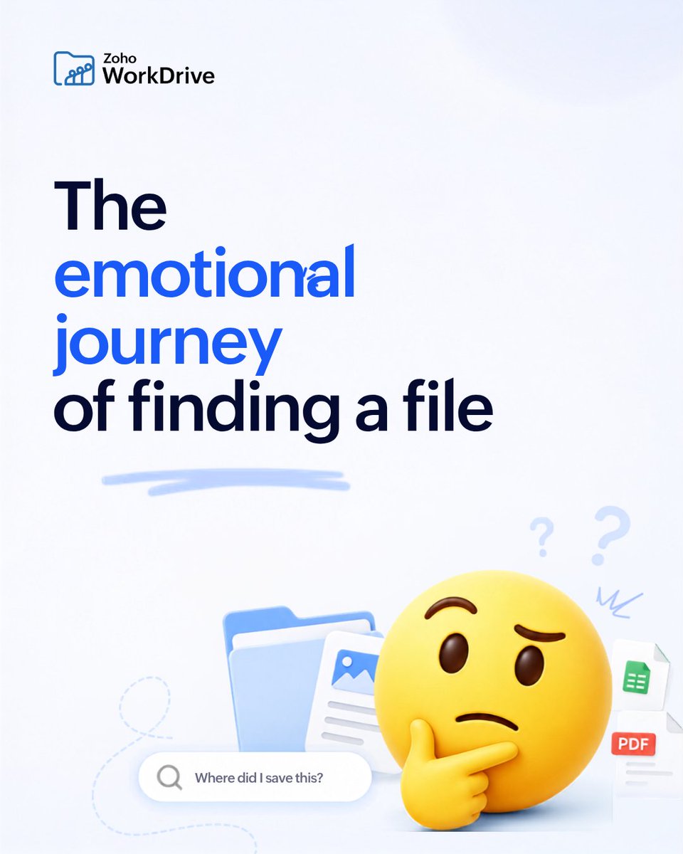 ZohoWorkDrive's tweet photo. Emojis can describe every emotion. Even the ones that come with finding the right file. Here's to spending less time searching and more time getting work done.

Happy World Emoji Day! 📅

#WorldEmojiDay #ZohoWorkDrive https://t.co/9pCumDykVq