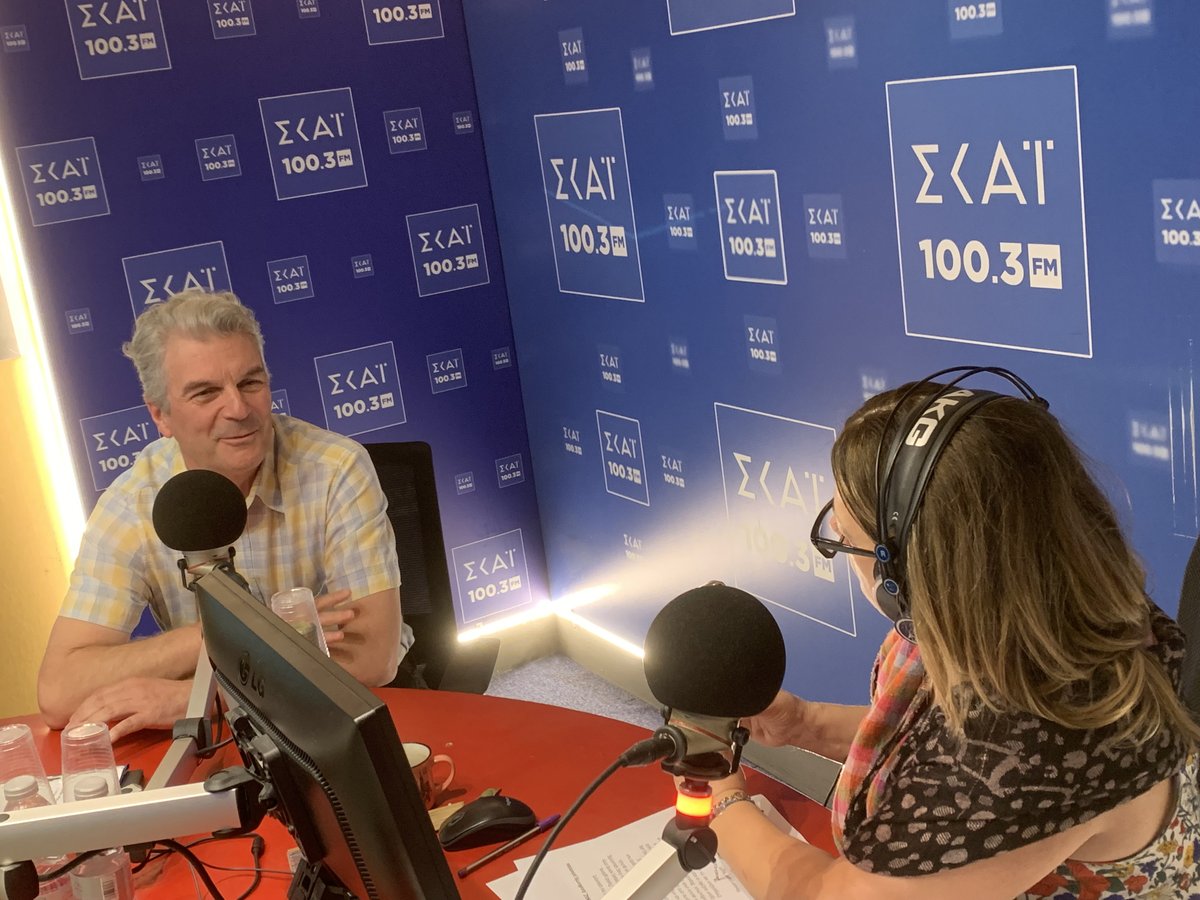 PlantHealth4ALL's tweet photo. Dr. Panagiotis Mylonas, Director of Benaki Phytopathological Institute and Coordinator of PlantHealth4ALL Researchers' Night, on @skaigr "Parea... me ti @douroudi ", discussing pests and diseases threatening plant health, and introduced the Night taking place on Friday, 25 Sept https://t.co/5g3qxRP0AF