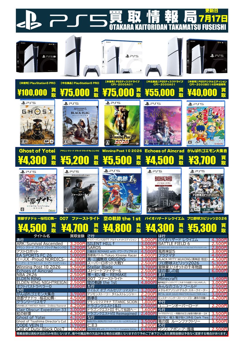 💰💰💰ゲーム買取情報💰💰💰 🎮PS5ソフト高価買取中‼️ リスト外の