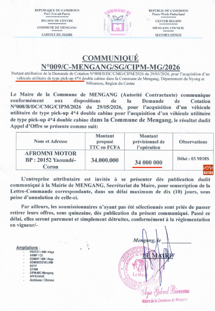 tassingremi's tweet photo. La SODECOTON se porte ci bien que ça? 1.3 milliards FCFA pour 36 pick-up. 369 millions FCFA du coté de la CAA pour 4 lots de matériel roulant. 34M pour 1 pick-up à MENGANG. Au MINADER AOs de 6 véhicules pour 252M, à APME, 2 pick-up pour 72M. Bravo👏🏾👏🏾
#EndMotoCraziness https://t.co/qTAOh77fzx