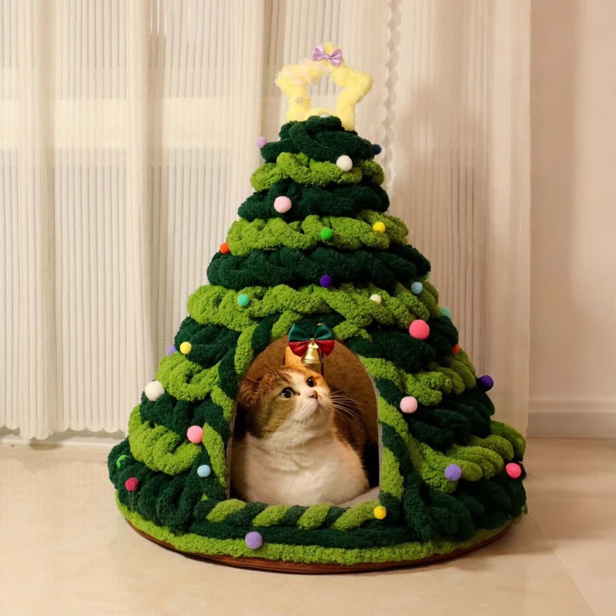 JhyKorea2006's tweet photo. Just finished this cute hand-knit cozy for my cat  No pattern needed—gotta love the messy, unique charm of handmade stuff! https://t.co/NifqfcdpL0