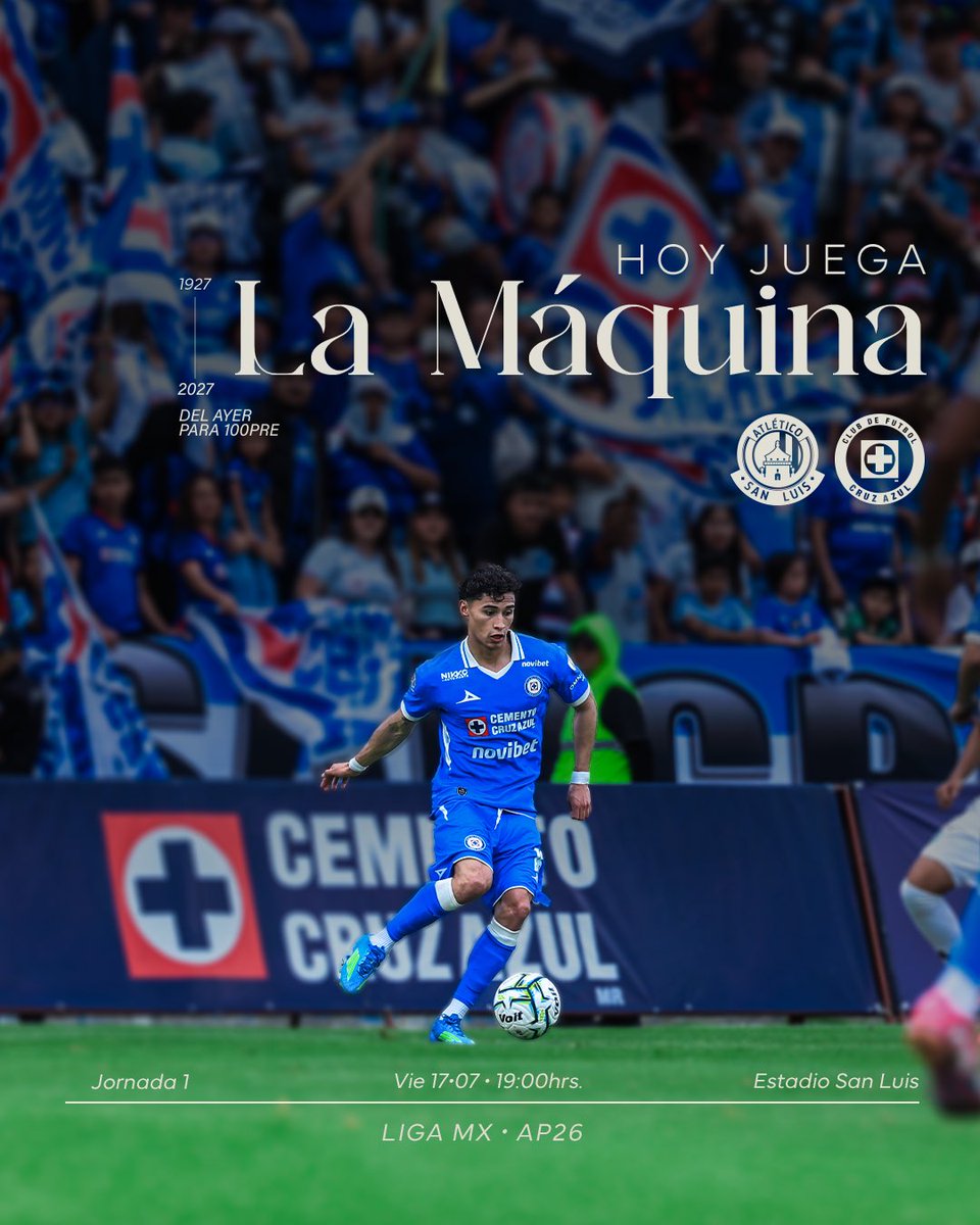 CruzAzul's tweet photo. REGRESA EL CAMPEÓN. 🔥

HOY JUEGA EL CLUB DE FUTBOL CRUZ AZUL. 💙

JUNTOS POR LOS PRIMEROS TRES PUNTOS DEL TORNEO. https://t.co/YsGfjd23N5
