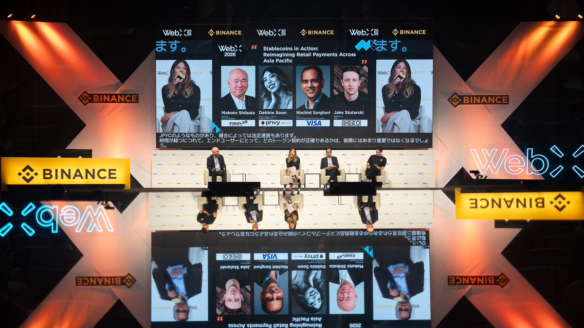 Nerochain_io's tweet photo. ICYMI: Our founder @nero__jake took the stage at the @binance stage during @WebX_Asia in Tokyo, joining leaders from @Visa, @privy, and FINOLAB to talk about a simple question:

"How do we make stablecoins practical for retail across Asia Pacific?" https://t.co/qVbMb1Crof