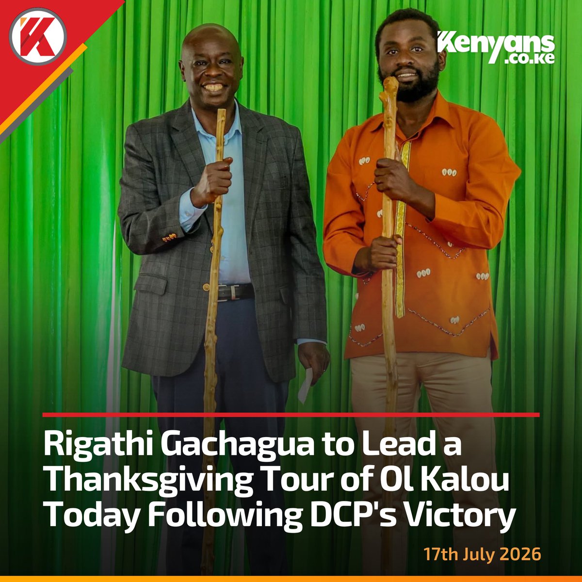 Kenyans's tweet photo. Rigathi Gachagua to lead a thanksgiving tour of Ol Kalou today following DCP's victory https://t.co/SnATLWoG6i