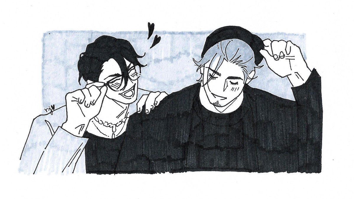 rbw__j28's tweet photo. un boceto rápido que se me ocurrió de Iori con los lentes de Saimon 👓~  (creo que esa sería su manera de flirtear 😆jaja) https://t.co/Mbv1L1ZxBe