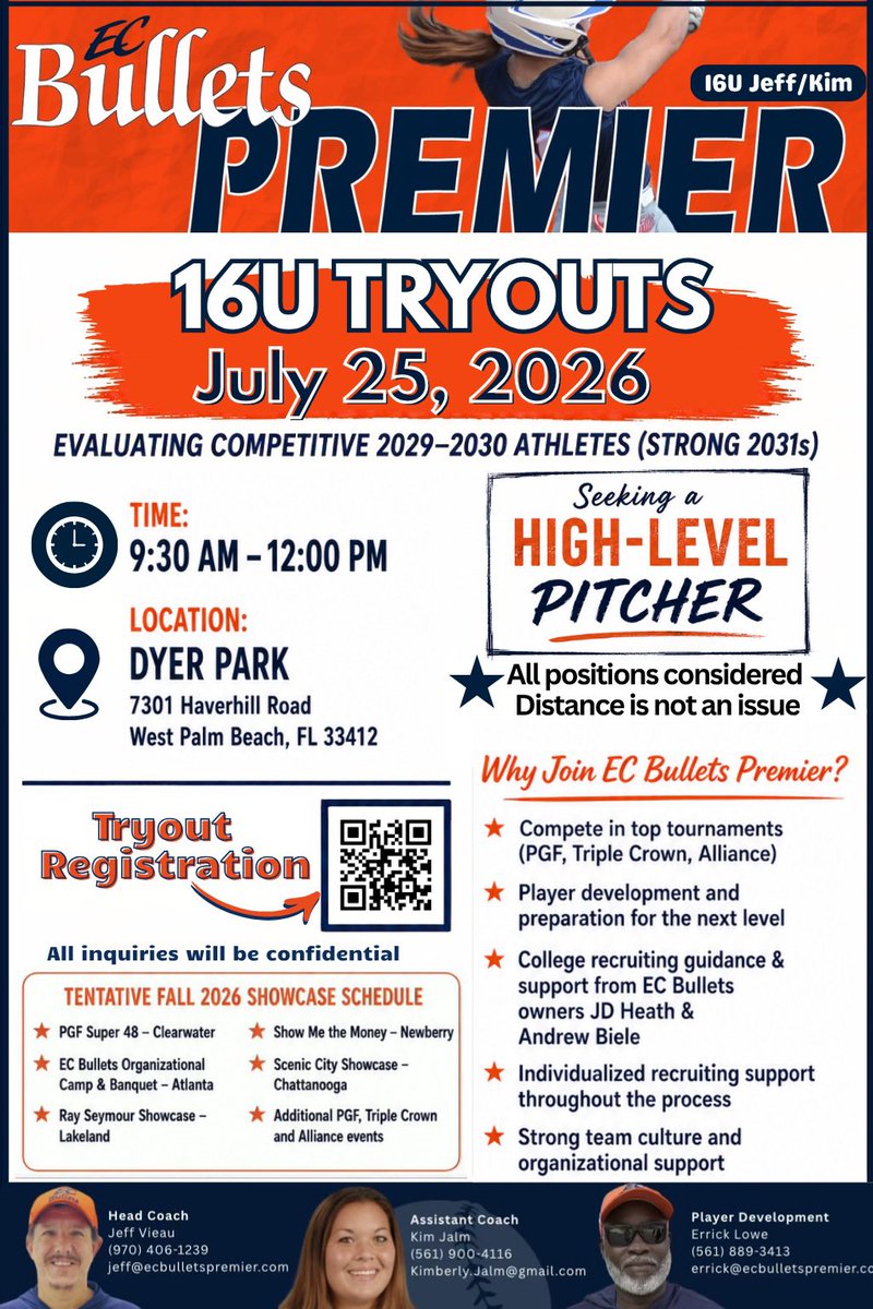 ECBPremier's tweet photo. 🧡💙A New Chapter Begins. 💙🧡

Fall 2026 16U Tryouts
Saturday, July 25
Registration: https://t.co/HrjchHK5v8

For athletes committed to player development,  playing strong competition and next-level opportunities.  

@ECB_Premier @EastCobbBullets @CoachJeff_0617 @kimmieess https://t.co/weSZo8qROK