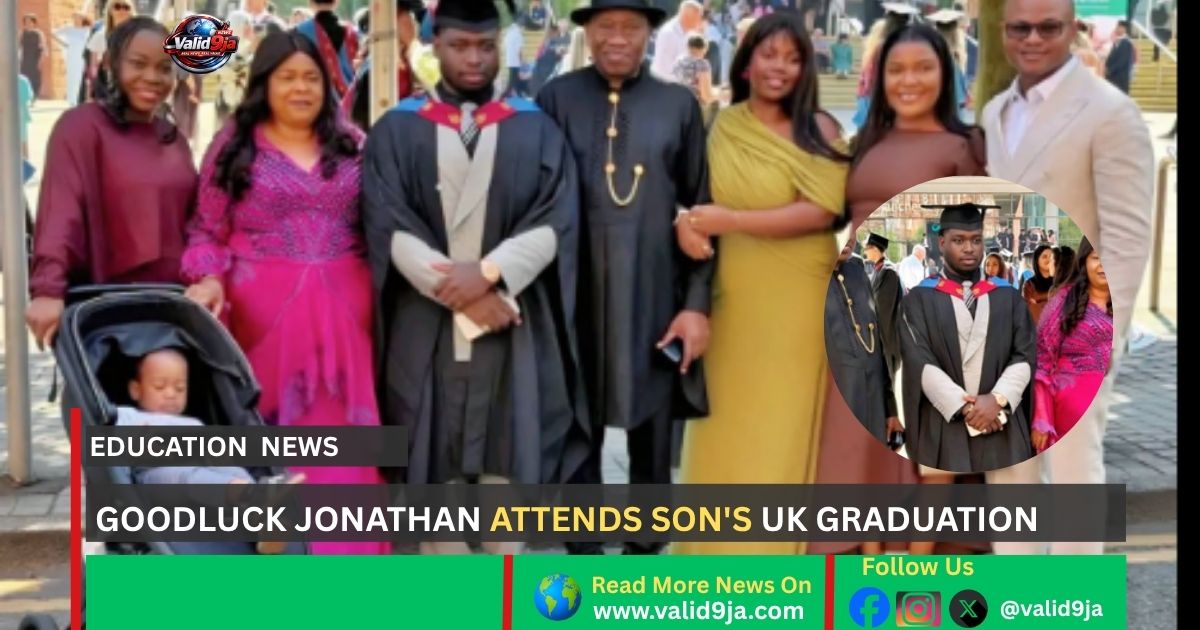 valid9ja's tweet photo. Former President Goodluck Jonathan and Dame Patience Jonathan have been spotted in the UK celebrating their son Ariwera's graduation from Manchester Metropolitan University. Congratulations to the Jonathan family. ✅ Read the full news on Valid9ja: https://t.co/klj9L3lUhQ https://t.co/bH3s3dgAbF