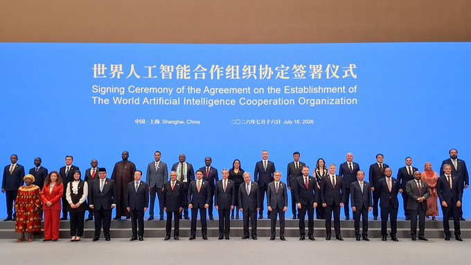 ChineseEmb_Uga's tweet photo. Today, Chinese President Xi Jinping announced the establishment of the World Artificial Intelligence Cooperation Organization. 

Yesterday, 29 countries signed the agreement to set up the organization, headquartered in Shanghai.

A step forward for global AI cooperation.  
#WAIC https://t.co/TfilokE7Pm