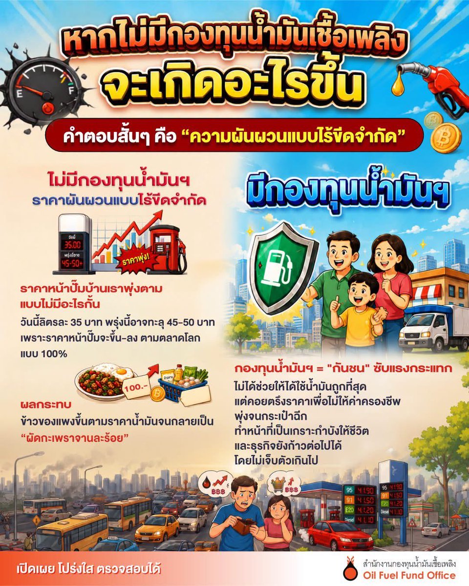 oilfuelfund's tweet photo. หากไม่มีกองทุนน้ำมันเชื้อเพลิง จะเกิดอะไรขึ้น ⛽
🔍เคยสงสัยไหม... ถ้าไทย "ไม่มีกองทุนน้ำมันเชื้อเพลิง" จะเป็นอย่างไร?
#กองทุนน้ำมันเชื้อเพลิง #OFFO #สถานการณ์ราคาน้ำมัน #เข้าใจราคาน้ำมัน #เสถียรภาพราคา #ค่าครองชีพ https://t.co/EXKoEgAFAv