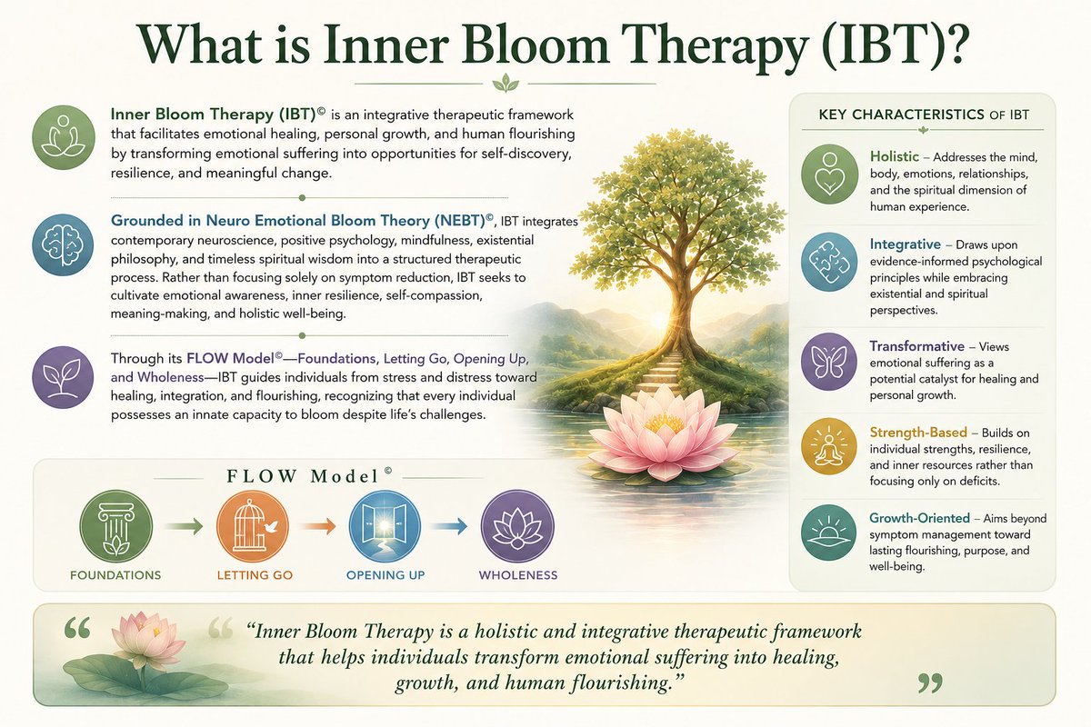 jojivalli's tweet photo. Every person carries an innate capacity to heal, grow, and flourish—even in the midst of life's challenges.
Inner Bloom Therapy (IBT) is an integrative therapeutic framework designed to help individuals transform emotional suffering into opportunities for healing, resilience... https://t.co/usUJvzcvNL