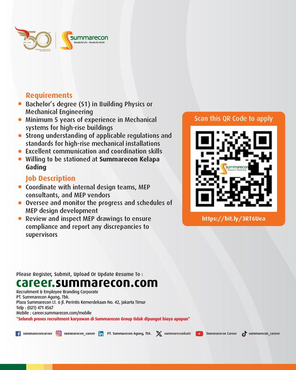 summareconkarir's tweet photo. WE'RE HIRING! - COORDINATOR - DESIGN M/E
Interested in applying? do visit this link: https://t.co/ukDiIM4XUH
For more information, please check our website on https://t.co/wL1PCjR16J
Apply now and wish you the best of luck!
#seeyouatsummarecon #summarecon https://t.co/48xZQMgOLf