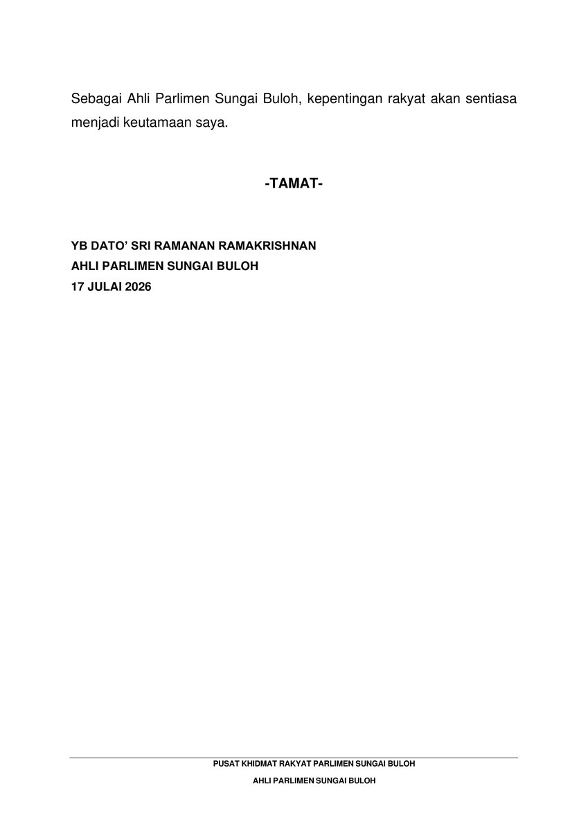 datoramanan's tweet photo. Pembangunan mesti mengutamakan rakyat, bukan sekadar pembangunan.  

Saya telah mengemukakan bantahan rasmi terhadap cadangan pembinaan pusat data di kawasan perumahan Kota Damansara dan akan membawa isu ini ke Mesyuarat Jemaah Menteri. 

Suara penduduk mesti didengar dan setiap pembangunan perlu melalui proses libat urus yang telus.  

#SungaiBulohPrihatin #KotaDamansara #PusatData