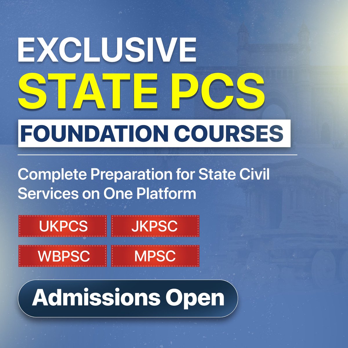 DrishtiPCS's tweet photo. One platform. Multiple State PCS exams.
.
Build your foundation the right way with a structured, exam-focused approach for Prelims + Mains.
Admissions are now open.
.
Link: https://t.co/4CEDoJE73s
.
#StatePCS #PCSPreparation #Aspirants #ExamPreparation #StudySmart #DrishtiPCS https://t.co/AbsUeWsT9Y