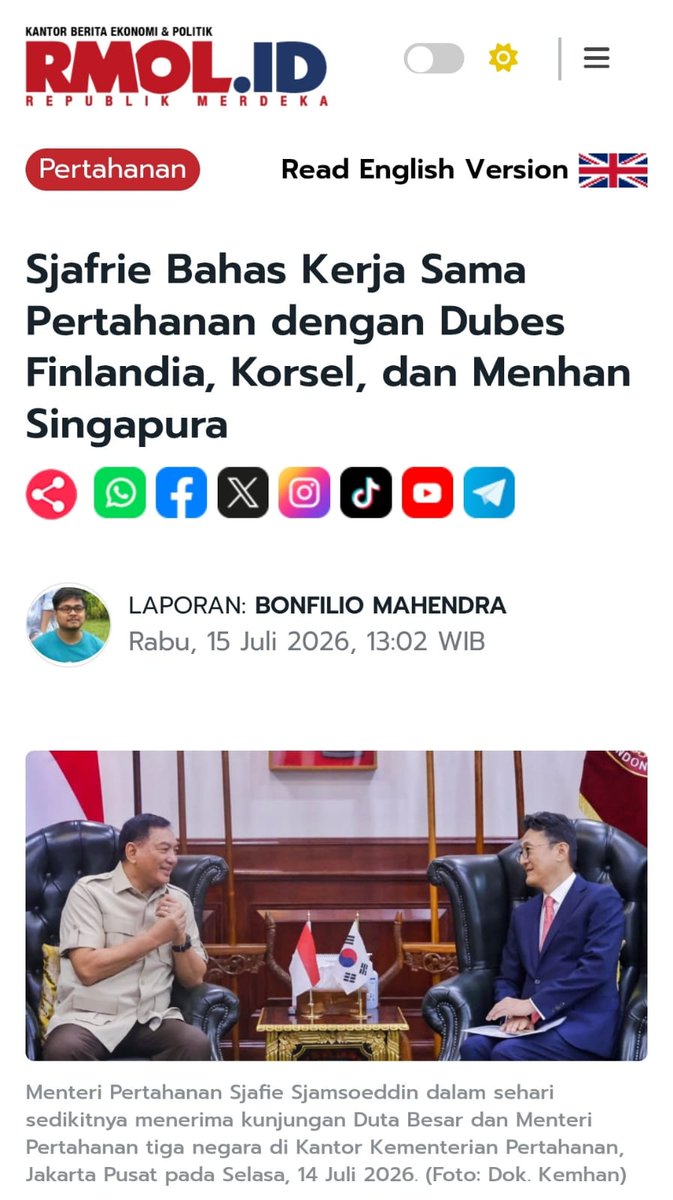 Rinamut58's tweet photo. Kerja sama dengan Finlandia di sektor C4ISR dan satelit wujud nyata dedikasi Negara RI kembangkan pertahanan negara berbasis digital yang kuat.
Kerja Bersama Global https://t.co/Va6qIfGNRO