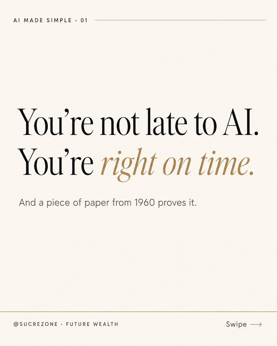 sucrezone's tweet photo. AI wasn't predicted in 2022. It was predicted in 1960 — by a psychologist, before the internet existed. His forecast: machines take the paperwork, humans keep the judgment. in the carousel.
#AI #ArtificialIntelligence #AIForBeginners #TechHistory #FutureWealth https://t.co/leT2XTSnI1