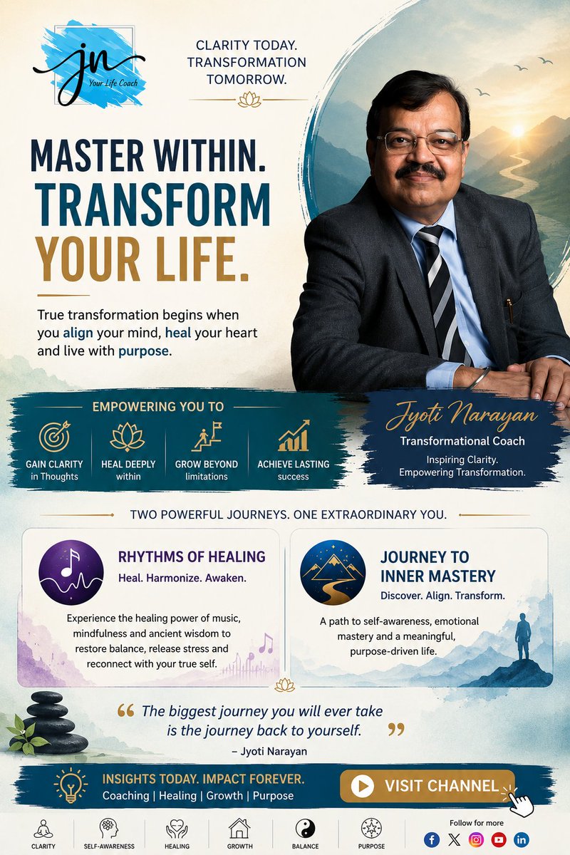 iamjyotinarain's tweet photo. The greatest transformation isn't changing your circumstances—it's changing your consciousness.

When your mind finds clarity, your heart finds peace, and your life discovers purpose, everything else begins to align.

Master within. Transform your life.
#InnerMastery #Purpose https://t.co/Tb5H2FvBQ7