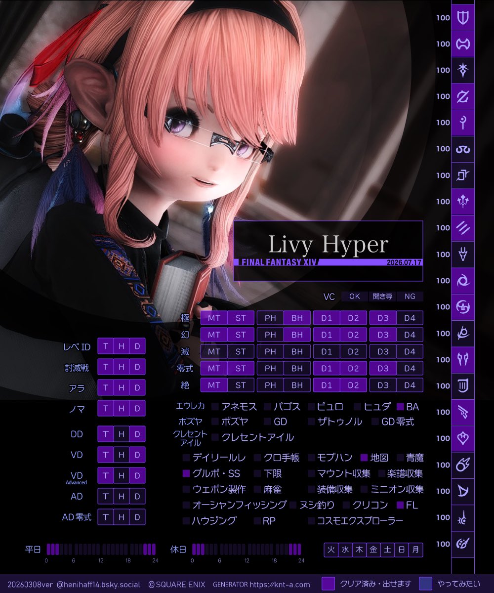 Srp_Livy's tweet photo. LV100になったし記念にキャラカ作ってみました✨

#FF14キャラクターカード https://t.co/wXX9N2f8zc