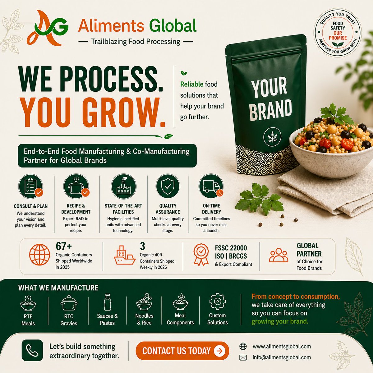 AlimentsGlobal's tweet photo. 💭 If your food brand could talk...

It would ask for better planning. 📦🍽️

At Aliments Global, we turn great ideas into successful product launches with structured food manufacturing.

🌐 https://t.co/T9d5jYaYjG

#AlimentsGlobal #FoodManufacturing #PrivateLabel #FoodProcessing https://t.co/fJEqzO4XGD