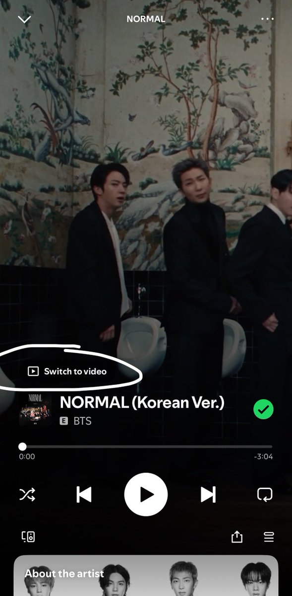 NSS_forRM's tweet photo. @aliyamochi95 Itu ada MV fullnya kok kak tinggal klik “switch to video”. Pastikan spotifynya premium ya https://t.co/VVlrV0gO86