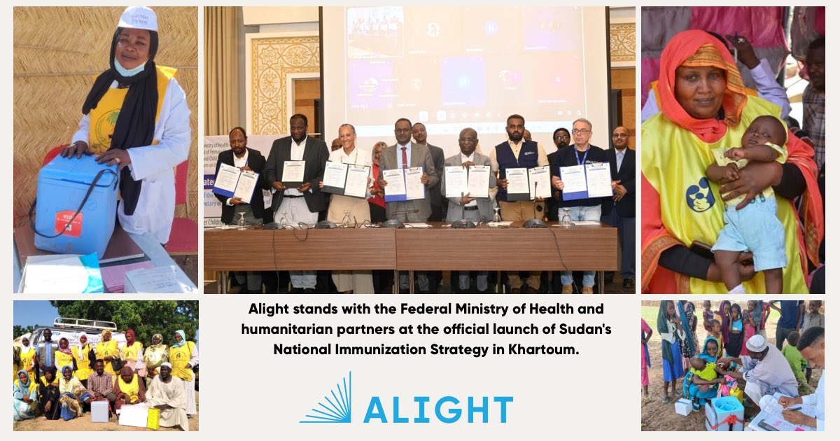 AlightSudan's tweet photo. 🇸🇩 A Milestone for #Sudan's Children - Alight, as part of the immunization consortium contributed to developing this strategy and officially signed the NIS 2026-2030 alongside the Federal Ministry of Health.💉

🔗: [https://t.co/8K2yMKnQYv]
 #Immunization  #VaccinesWork https://t.co/YHjQJ2a83m