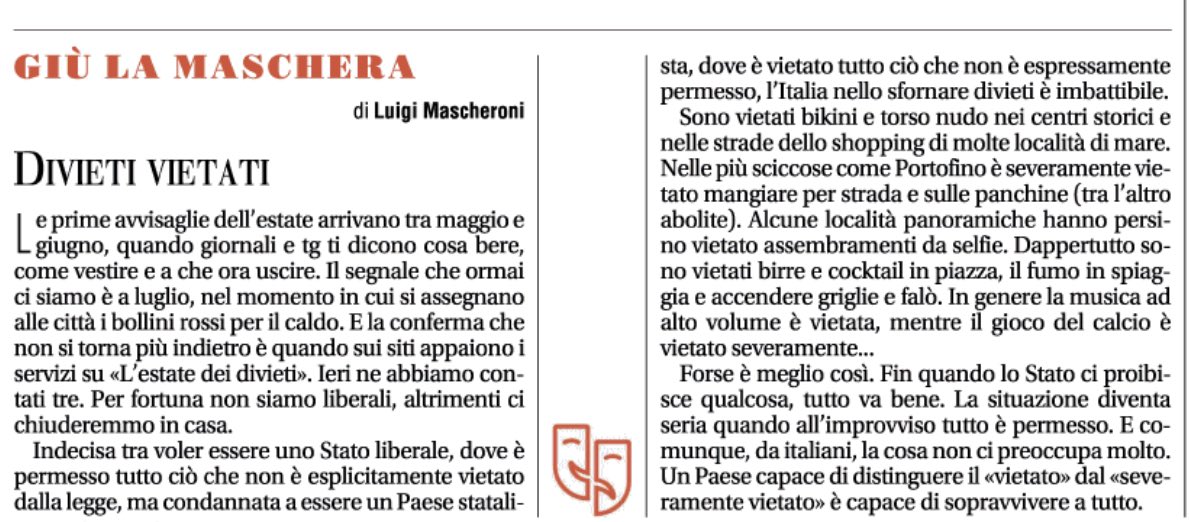 LuigiMascheroni's tweet photo. Siamo arrivati - come sempre - all’estate dei divieti https://t.co/7uL49cd73f