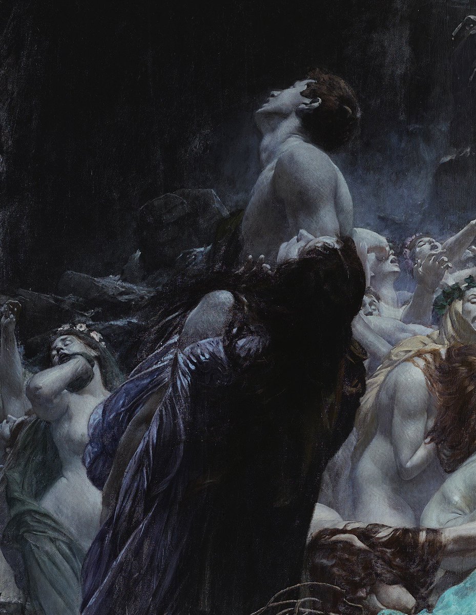 ArtorOtherThing's tweet photo. "Souls on the Banks of the Acheron" (detail)
-Adolf Hirémy Hirschl, 1898