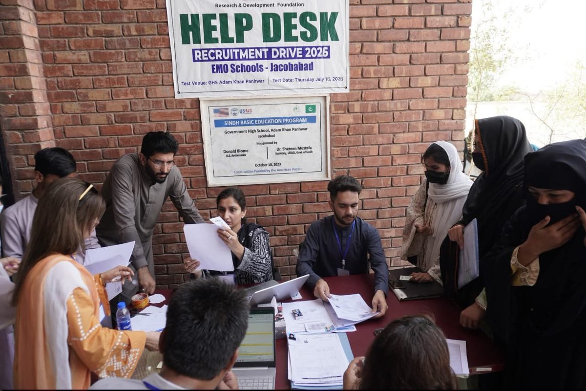 RDF_Sindh's tweet photo. RDF conducted the ECE Teacher Recruitment Test & Interviews for EMO Schools Jacobabad, ensuring a transparent, merit-based recruitment process. Rescue 1122 remained on-site throughout the event, ensuring the safety & well-being of all participants.
#RDFPakistan #ECE #EMOSchools https://t.co/sa9NUaQX9g