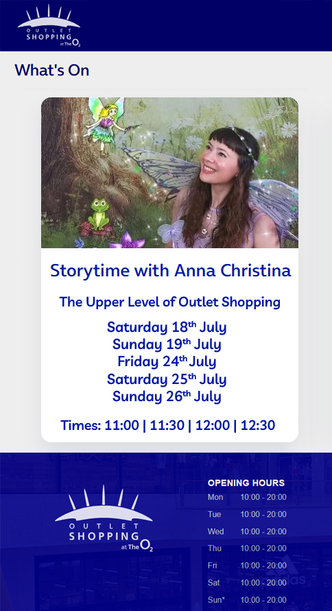 musicaudiostory's tweet photo. Join award-winning @StorytimewithAC for free, fun, interactive, magical, musical Storytimes at:

📍 #OutletShoppingAtTheO2
📅 Sat 18 July
📅 Sun 19 July
📅 Fri 24 July
📅 Sat 25 July
📅 Sun 26 July
🕘 11am | 11:30am | 12pm | 12:30pm

ℹ️https://t.co/R5toEcfg4E

#StorytimewithAC https://t.co/6zmy7k2AKG