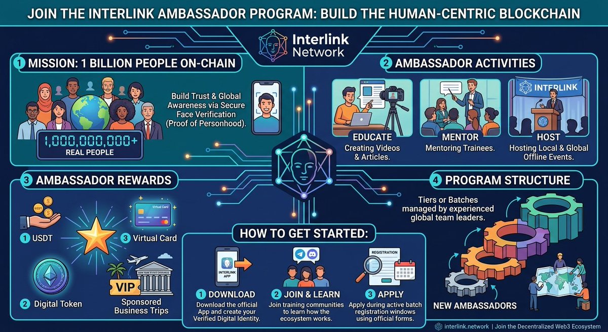 JamiuAbdul44051's tweet photo. How to get started: Download the official Interlink App to create your verified digital identity. Join their training communities (often found via their social channels) to learn how the ecosystem works. Apply during active batch registration windows using official forms. https://t.co/TYZDcmAO7k