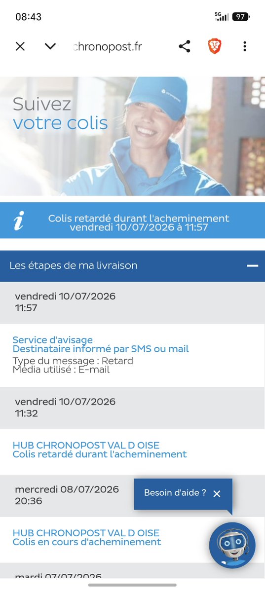DenoLnr's tweet photo. @ChronopostSAV @Chronopost Encore un problème avec vous pour ne pas changer. 
Mon colis est bloqué depuis une semaine, j'ai appelé votre service client qui s'en tape royalement m'annonçant simplement un léger retard. Que comptez-vous faire j'attends une réponse concrète ! https://t.co/Y0UqM2PaHW