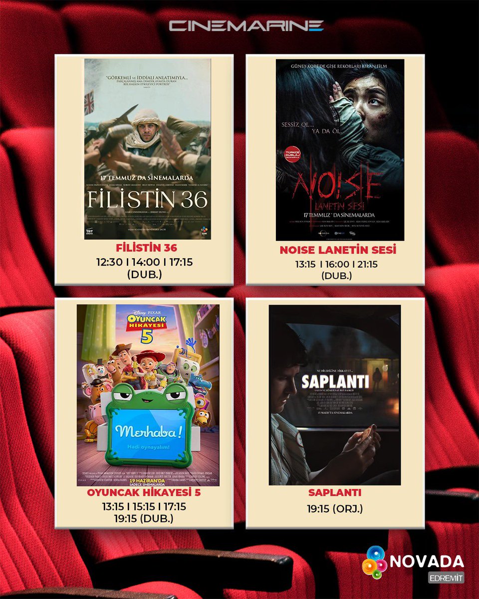novadaedremit's tweet photo. Bu hafta vizyondakiler! 🎬🎞
(17 Temmuz) 👉🏻kaydır

İletişim: 0266 392 13 30

*Teknik Hazırlık Sebebiyle günün ilk seans biletlerinin 10 dakika önce alınmasını önemle rica ederiz.

#Novada #NovadaEdremit #Cinemarine #Sinema #Cinema https://t.co/XIBV38Awqx