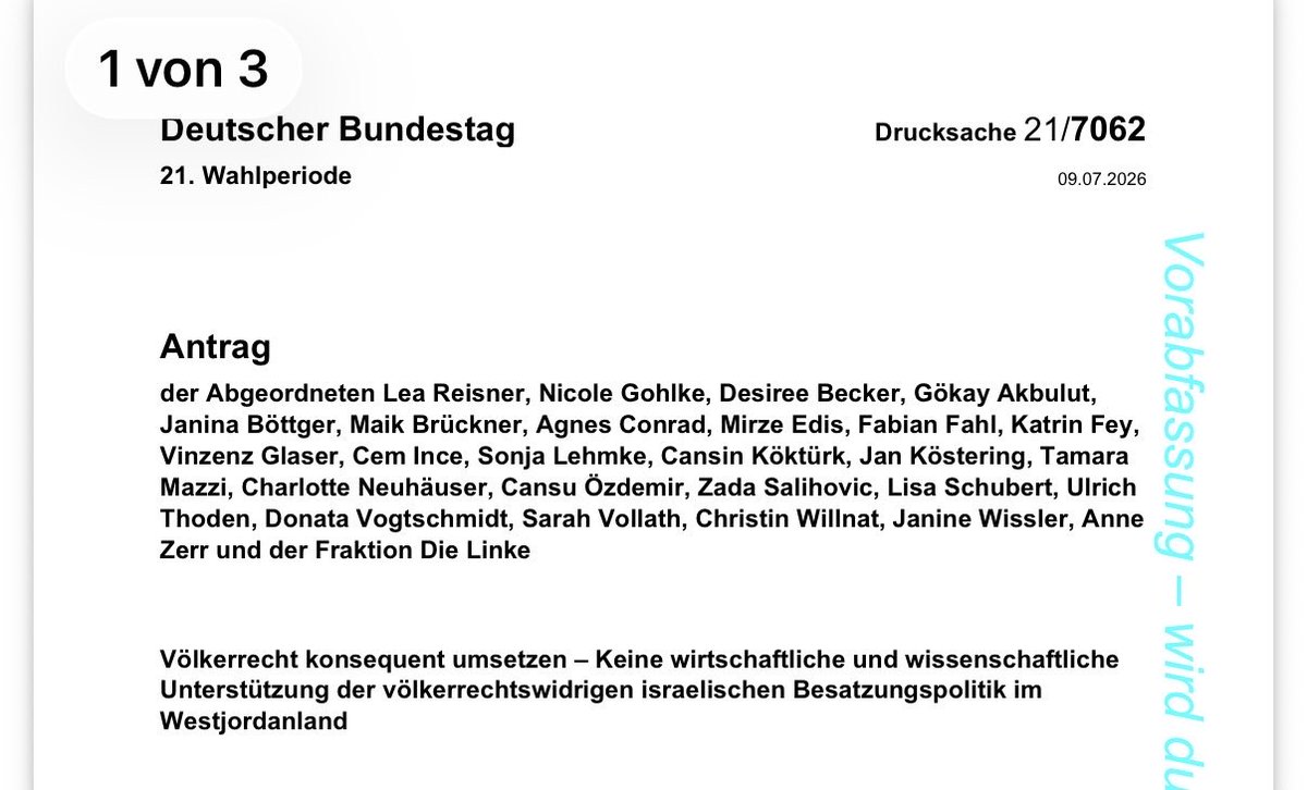 _lea_li's tweet photo. Da die Regierung auf EU Ebene weiterhin die israelische Besatzung Palästinas unterstützt, bringen @NicoleGohlke und ich mit unserer Linksfraktion einen Antrag in den Bundestag ein, der explizit fordert, die wirtschaftliche und wissenschaftliche Kooperation endlich zu beenden 👇 https://t.co/yVoh0GKBbb
