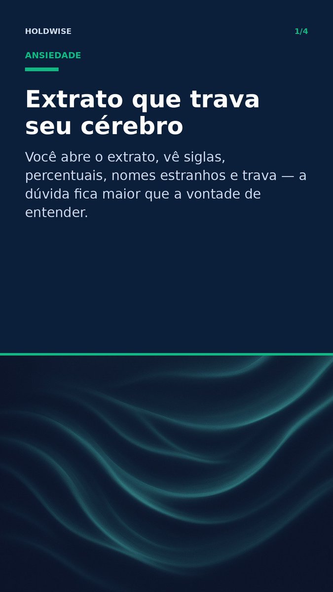 useholdwise's tweet photo. Já travou o cérebro tentando entender o extrato da sua carteira? 😅
Volatilidade, marcação a mercado, benchmark... ninguém nasceu sabendo. #Holdwise #EducaçãoFinanceira #InvestidorIniciante #FinançasSemComplicação https://t.co/yOrtnQVbRY