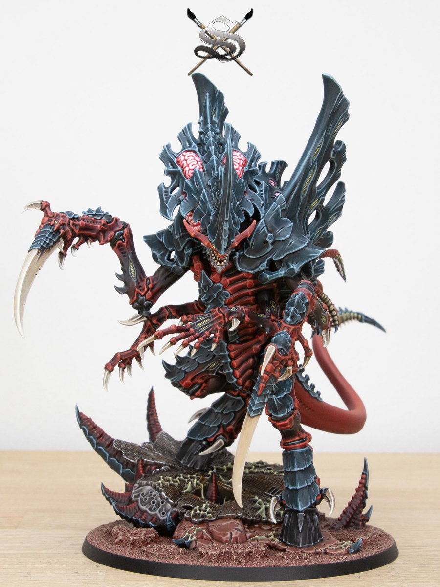 SiegeStudios's tweet photo. A completed Tyranid Norn Queen which we have completed in an awesome hive fleet Behemoth scheme with a mars themed alien world base. 

For a quote or to book your commission:
https://t.co/Nx9uTpp0aw

This vicious apex Tyranid has been a joy to paint in the high contrast hive fleet scheme. The bone toned talon and pink brain matter details were some of our favourite to complete. 

👾 What is your favourite Tyranid creature and why? 

#tyranids #warhammer #40k #tyranids40k #warhammercommunity