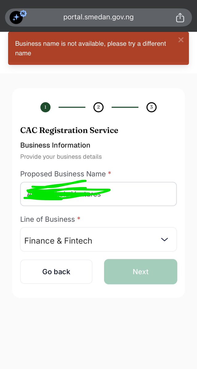 Sholzy1275's tweet photo. @JattoQudus I’ve been trying to apply for CAC but it’s not going through. It’s showing Business name not available. Please help me. Because I’ve been trying a lot of different names but still won’t go through https://t.co/cl3p37QaUB