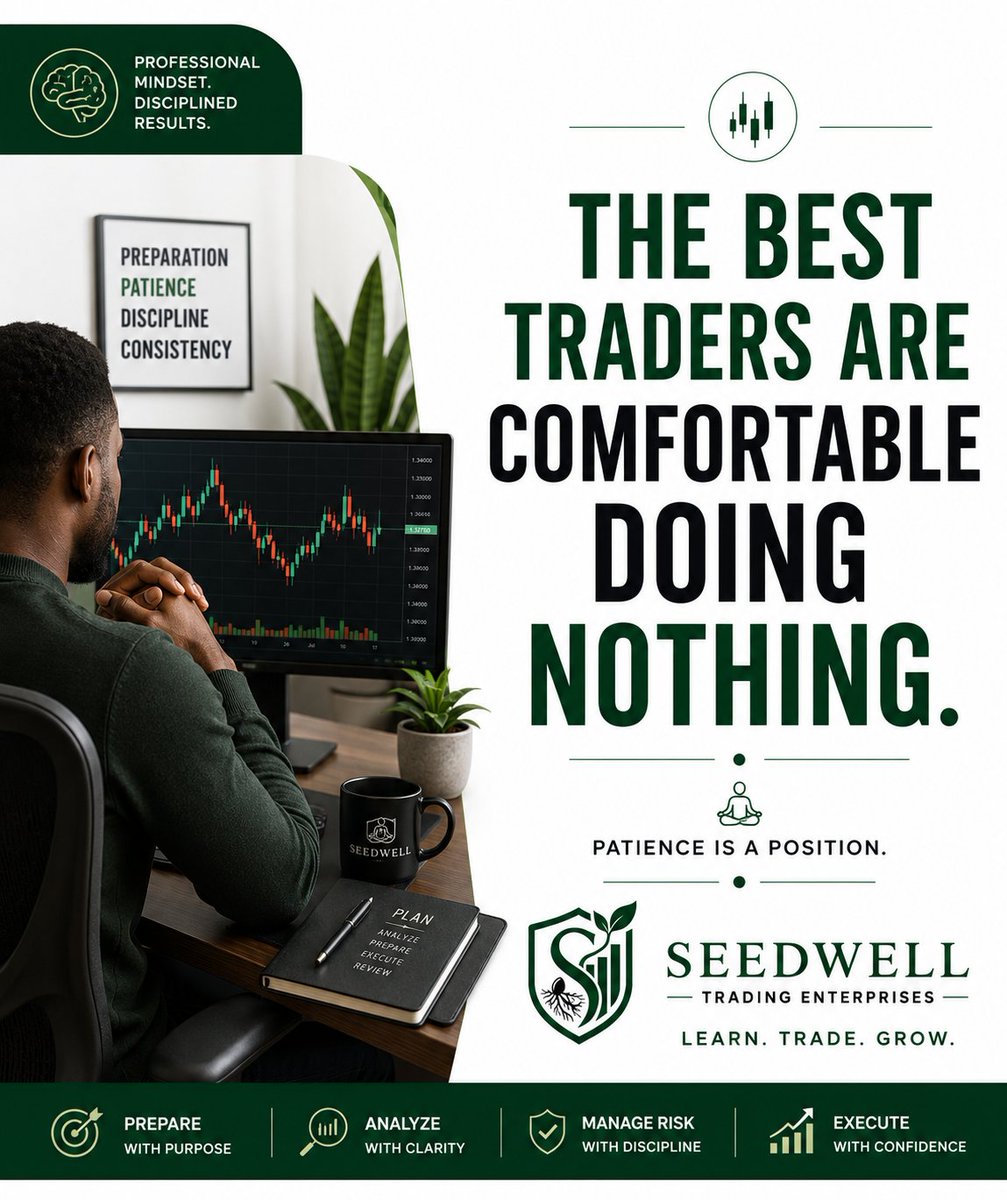 TradeRudiments's tweet photo. What the Market does not do exists
The market doesn't pay you for being active.
It pays you for being patient.

Sometimes the highest-quality trade is no trade at all.

Professional trading isn't about constant action—it's about disciplined decisions.

#Forex #TradingPsychology https://t.co/rQu6AkAKbM