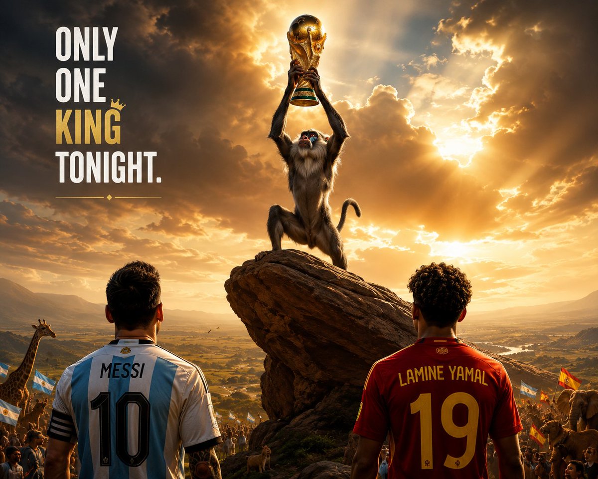 EUrozaliyev's tweet photo. 👑 Four years.
🌍 48 teams.
⚽ 104 matches.
🏆 One trophy.

History remembers only one champion.
Who will own the night?

🇦🇷 Argentina or 🇪🇸 Spain?

#WorldCupFinal #FIFAWorldCup #Messi #LamineYamal https://t.co/0pJ9XHeKox
