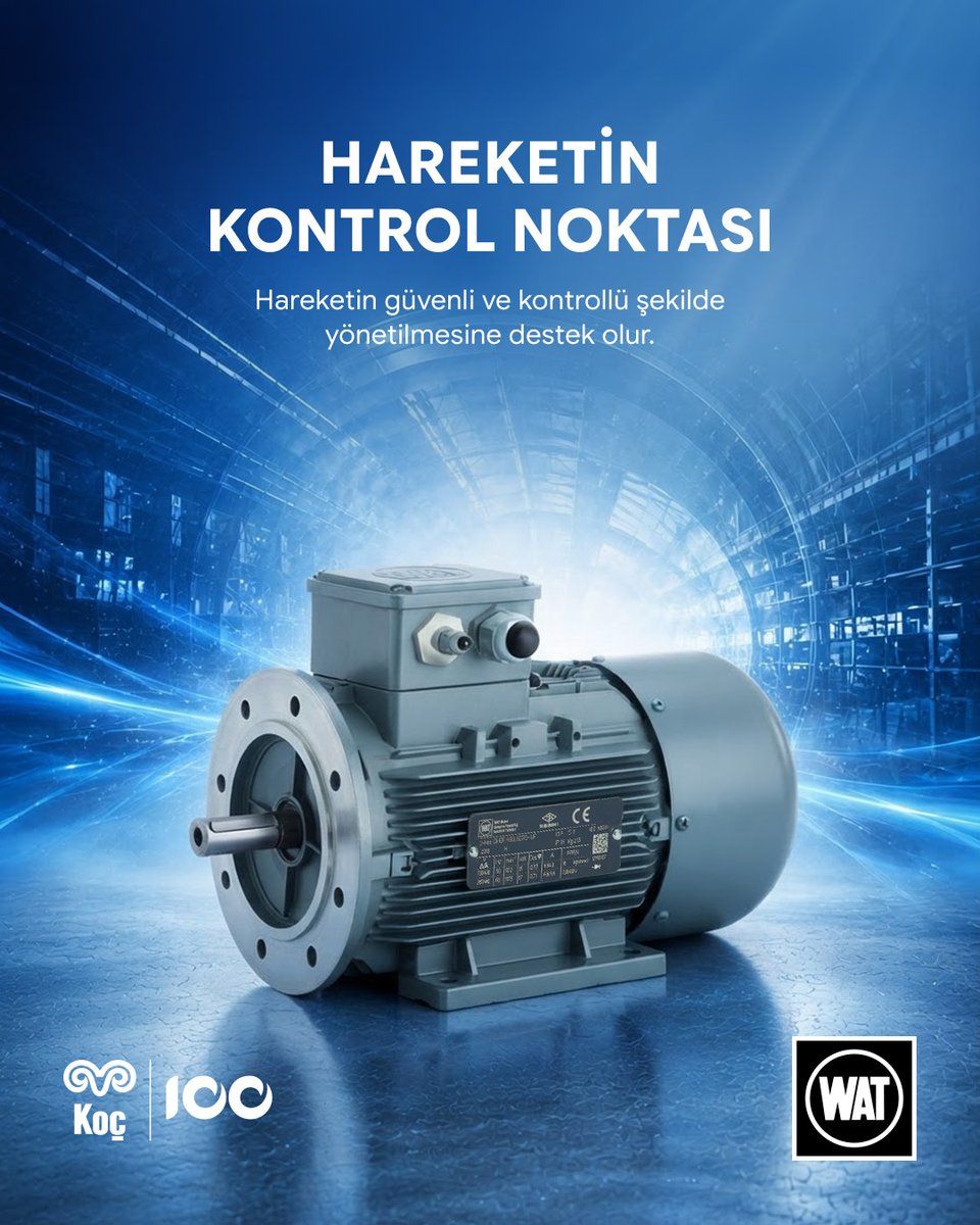 wat_motor's tweet photo. Hareketi başlatmak kadar, doğru anda ve kontrollü şekilde durdurmak da kritik.
WAT Frenli Motorlar; güvenilir frenleme performansı, ayarlanabilir fren torku ve uygulama ihtiyaçlarına uyum sağlayan yapısıyla endüstriyel süreçlerde hareket kontrolünü destekler. https://t.co/KgE0Parvou