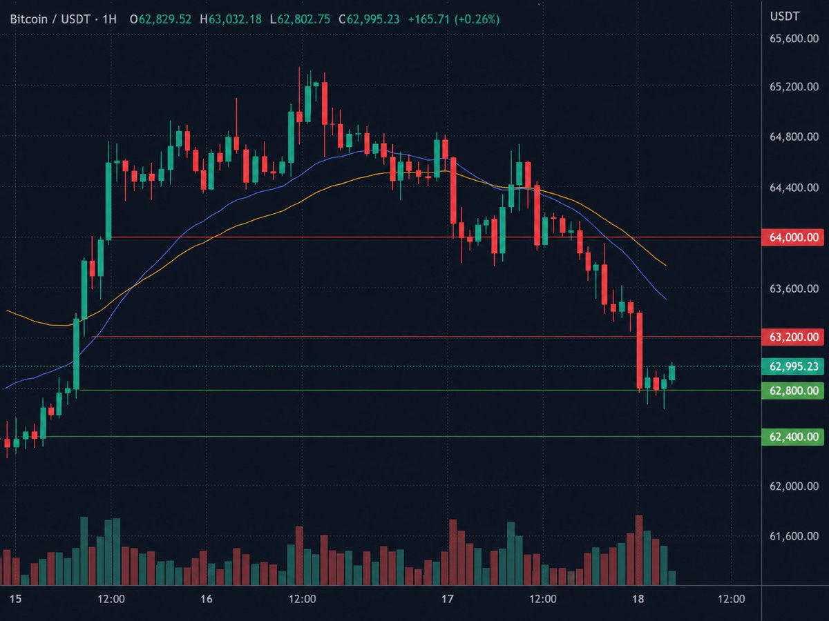 TokenIntuition's tweet photo. 🚨 $BTC is rebounding from $62.8K after a high-volume sell-off.

🟢 Support: $62.8K / $62.4K
🔴 Resistance: $63.2K / $64K

Above $63.2K, the rebound strengthens. Below $62.8K, $62.4K comes back into focus.

#BTC #Bitcoin https://t.co/f65cjNYCa7