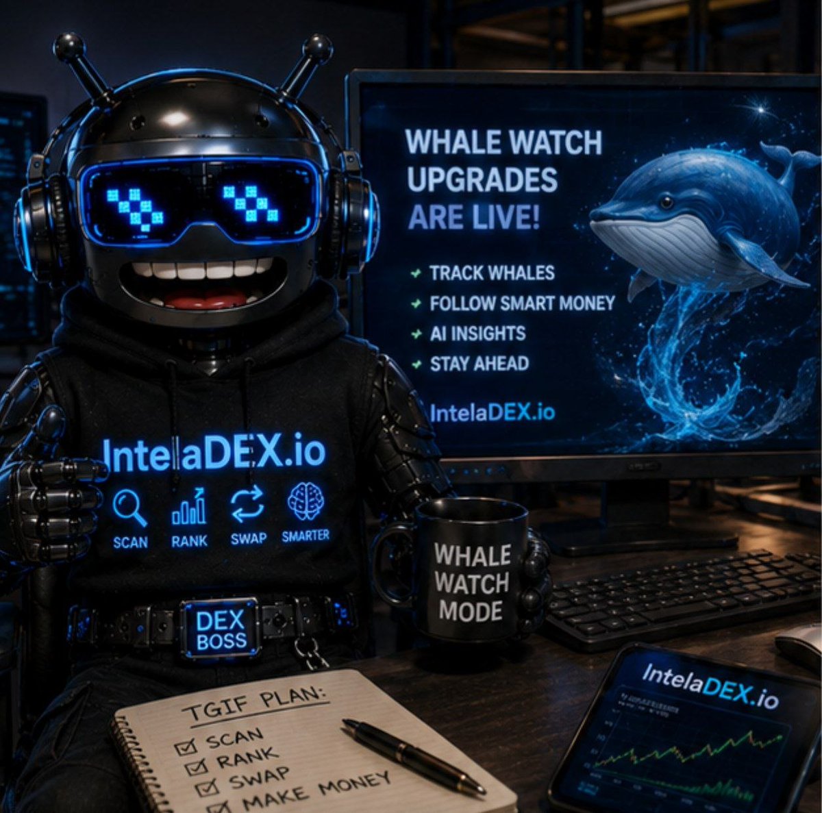 AI_Alpha_Wolf's tweet photo. ☕️ Weekend mission

✔️ Drink coffee 
✔️ Ignore the noise
✔️ Watch the whales 
✔️ Let AI do the heavy lifting

We'll keep tracking the smart money while you enjoy your weekend.

Happy Friday from the IntelaDEX team! 🐋💙

🌐 https://t.co/Z08PcR4PMt