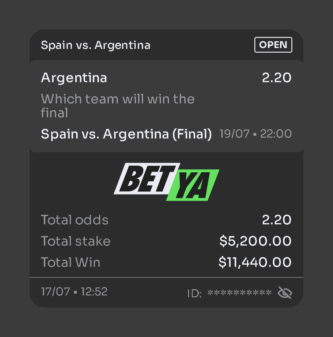 quandochain's tweet photo. Argentina to lift the trophy — I’m backing La Albiceleste 🇦🇷🔥

$5,200 on Argentina at 2.20 odds.
Potential payout: $11,440
Vamos Argentina! 🏆

#Argentina #final #betya #ESPARG #Fıfaworldcup2026 #fifaworldcupfootball https://t.co/BozDKRtuz0