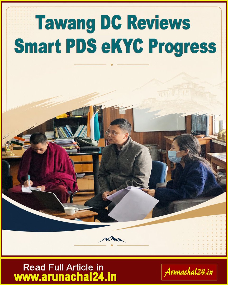 Arunachal24in's tweet photo. Tawang DC Namgyal Angmo reviewed Smart PDS implementation and directed FPS dealers to complete pending eKYC within one week to strengthen transparent PDS delivery.
story link- https://t.co/ZjuLet4N2S
#Tawang #ArunachalPradesh #SmartPDS #eKYC #FoodSecurity #PDS https://t.co/NFDxayG3Mp