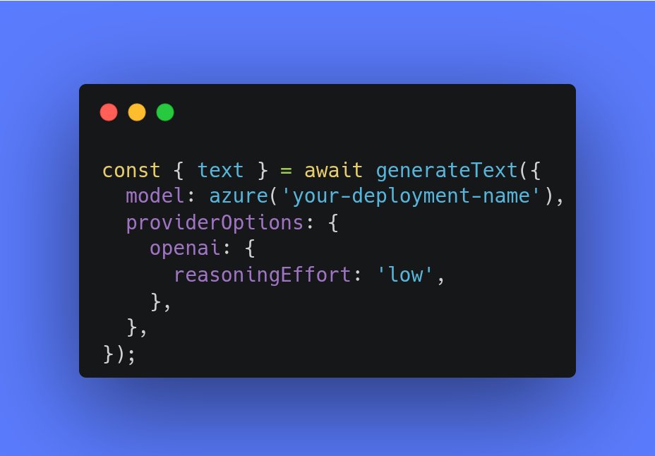 ericbureltech's tweet photo. Vercel AI SDK permet de standardiser les appels #LLM, que vous utilisez #Mistral, #Claude, OpenRouter etc.

Mais on peut tout de même customiser l'appel en ajouter des "providerOptions" spécifiques à chaque fournisseur. https://t.co/gSh55J4Okk